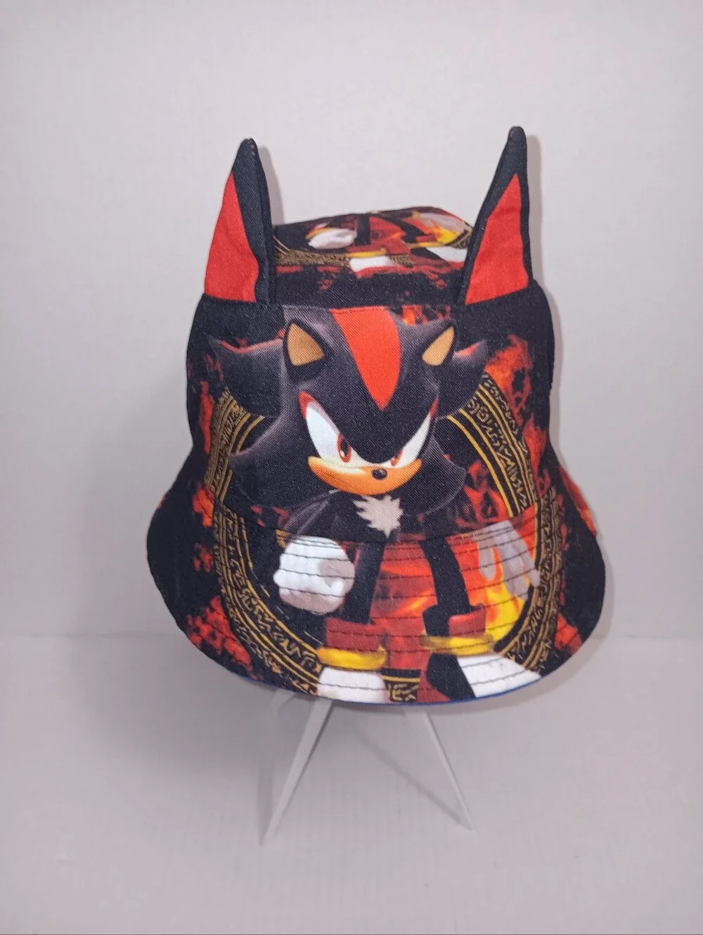 Shadow The Hedgehog Kids Graphic Bucket Hat Black & Red 3D Ears